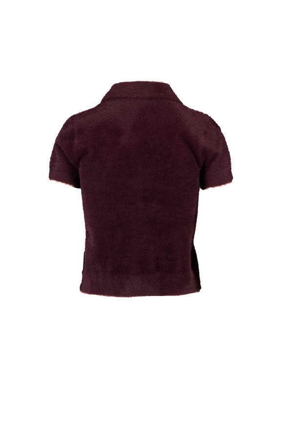 L'Agence Cirrus Dark Plum Cropped Polo - view 2