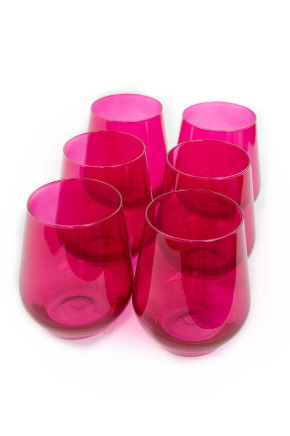 Estelle Colored Glass Fuchsia Stemless Wine