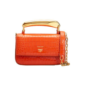 Tom Ford - Bianca Croc Embossed Shoulder Bag in Mango