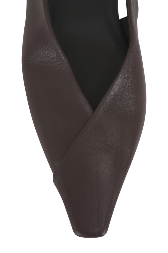 Brunello Cucinelli Dark Brown Leather Flat Slingback - view 8