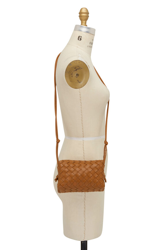 Bottega Veneta - Mini Loop Camel Woven Leather Crossbody