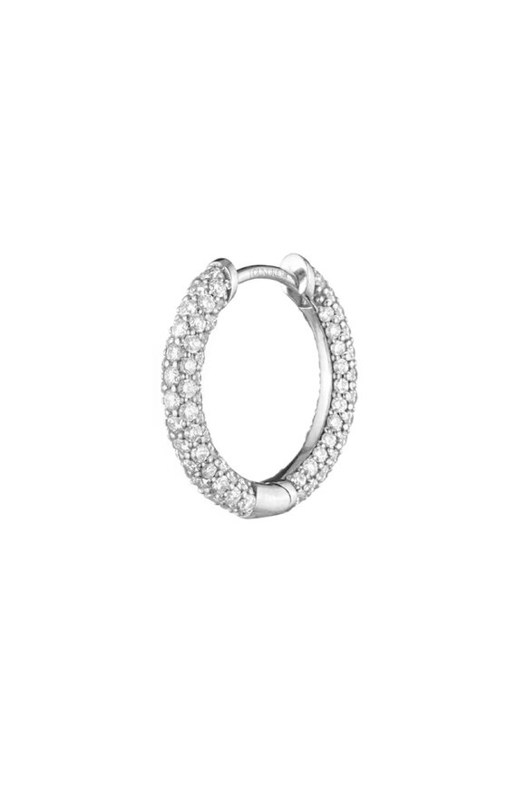 Foundrae 18k White Gold Pavé Small Chubby Hoop Earring - view 1