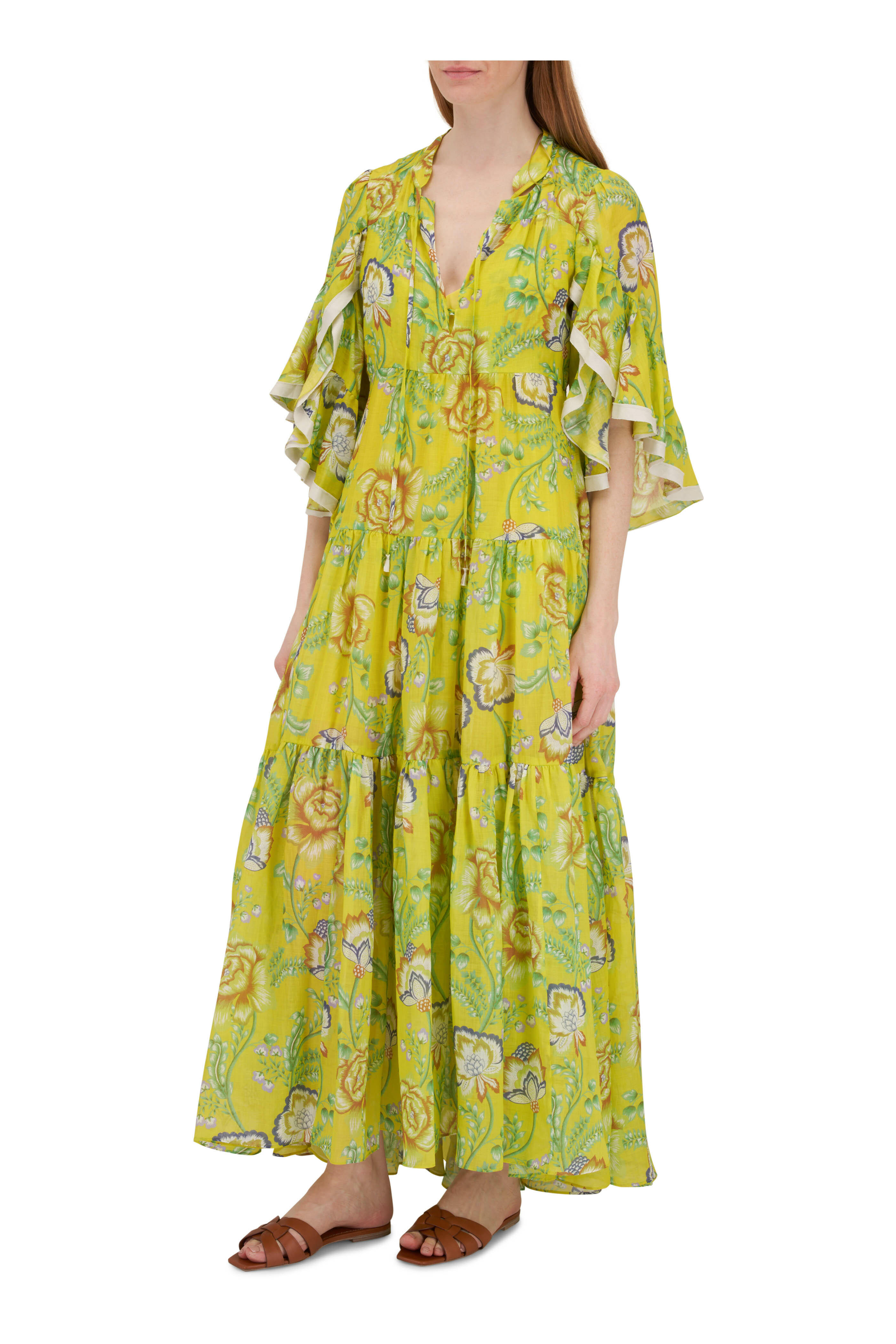 Dorothee Schumacher - Natural Volumes Yellow Floral Ruffle Maxi Dress