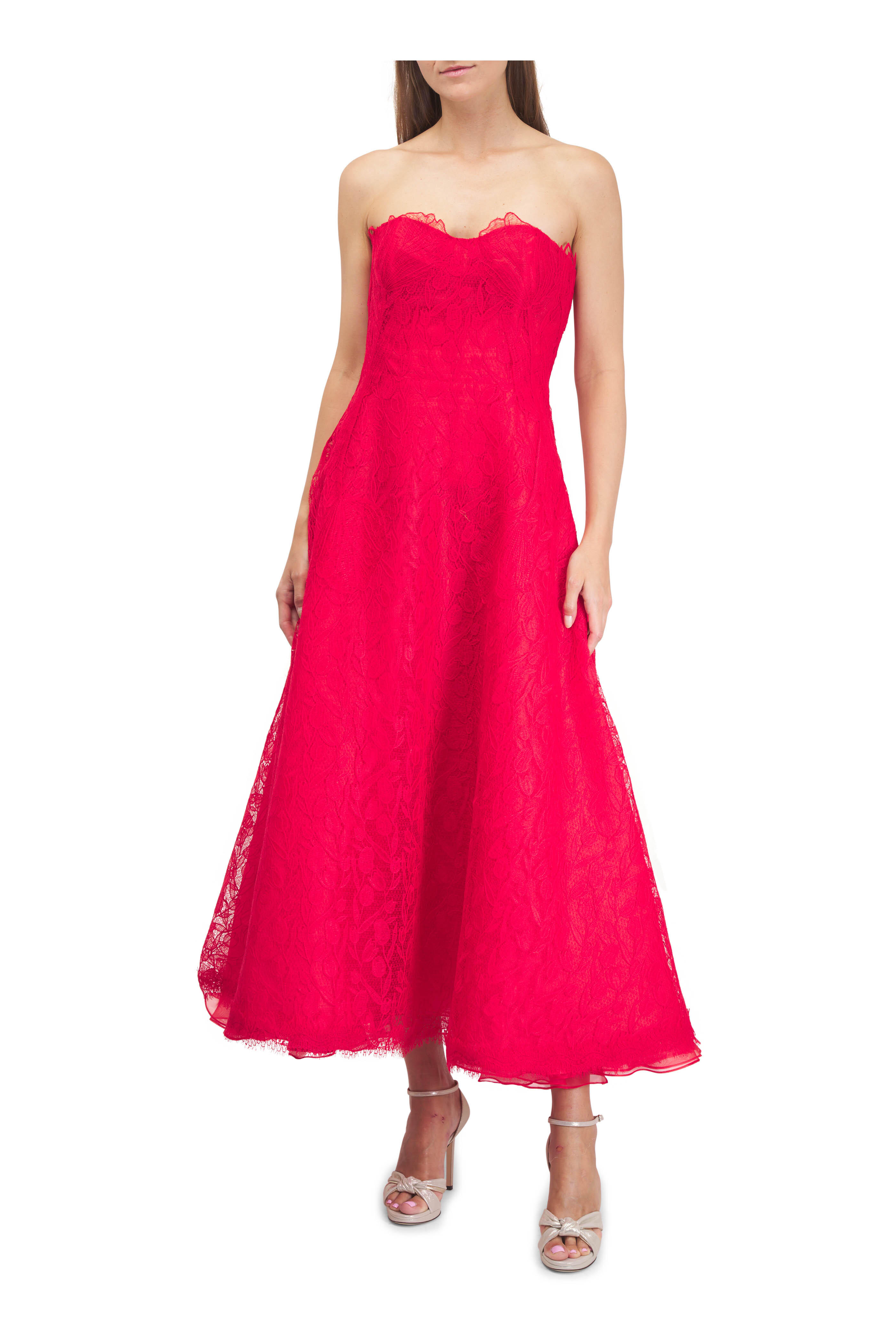 Lela Rose - Poppy Tulip Lace Strapless Dress