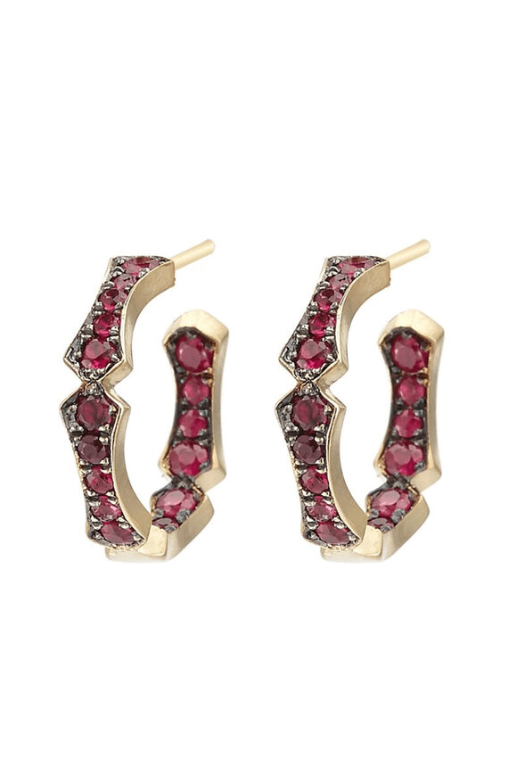 Sylva & Cie Ruby Hoop Earrings