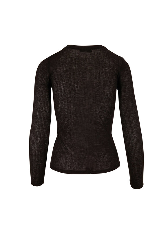 Vince - Black Wool Ribbed Longsleeve Crewneck Top