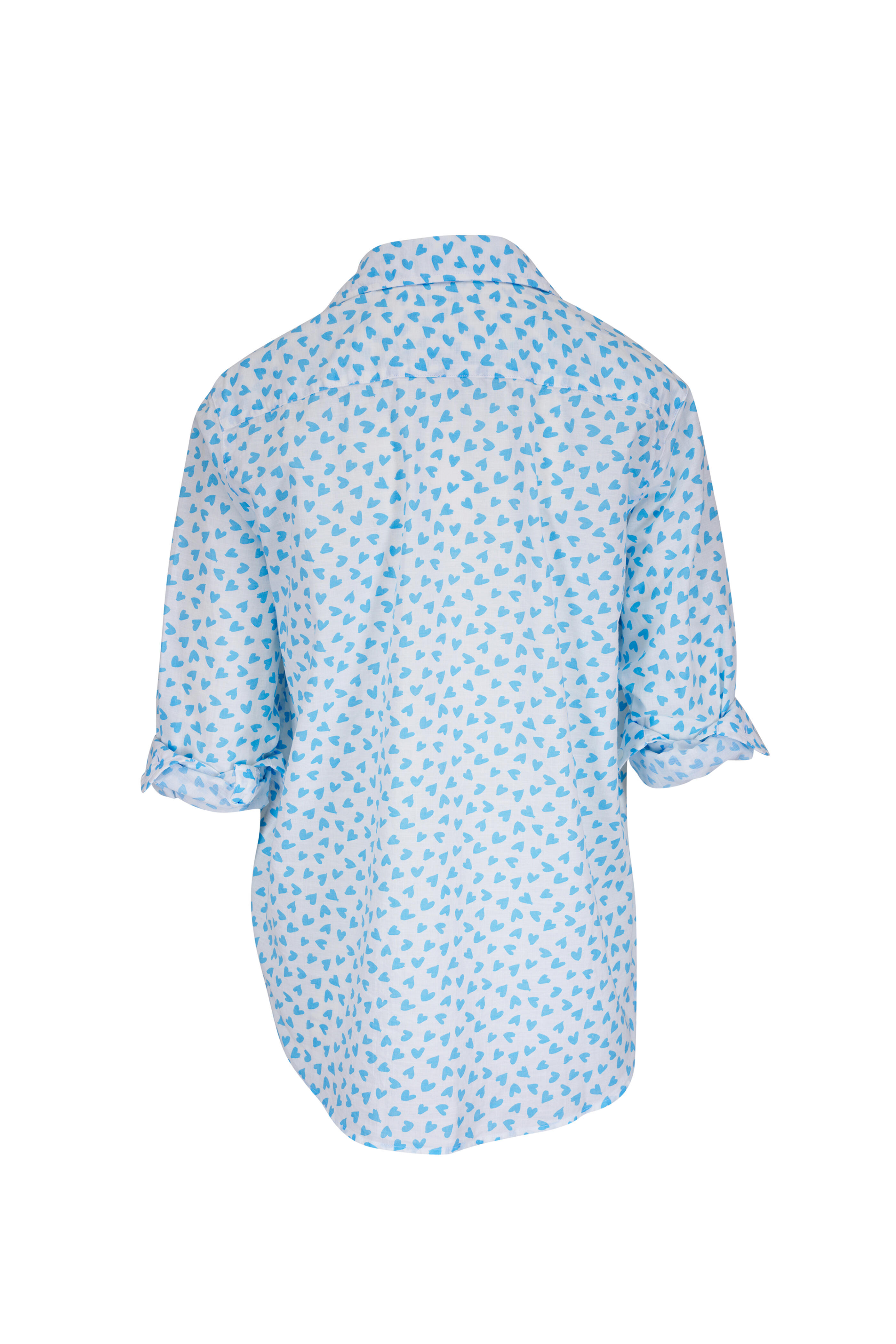 Frank & Eileen - Eileen Blue Heart Print Cotton Button Up Shirt