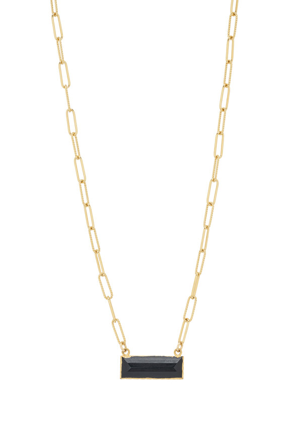 Cristina V. - Black Onyx Bar Paperclip Chain Necklace