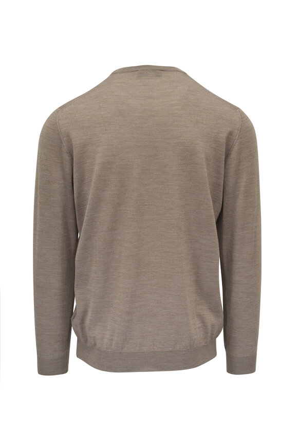 Fedeli - Taupe Super 140's Wool Crewneck Pullover