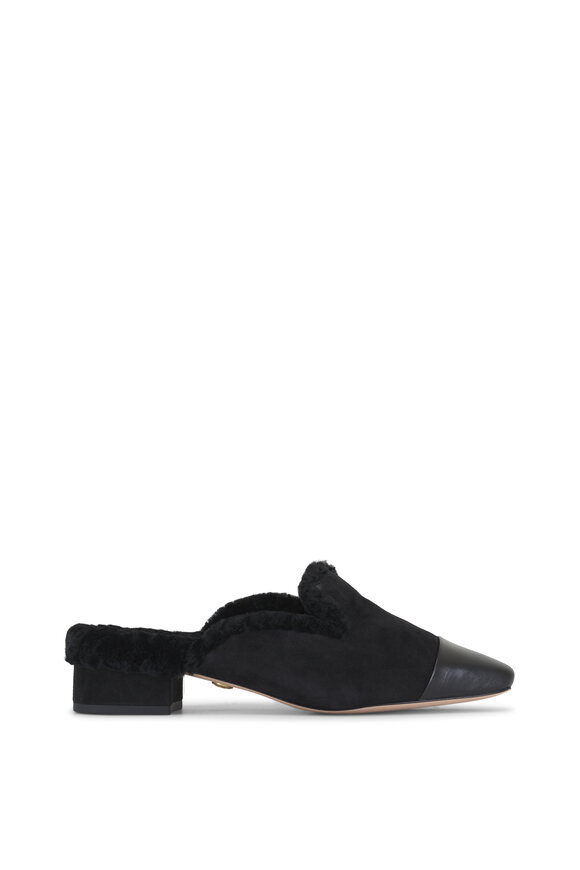 Veronica Beard - Cecile Black Shearling Mule, 30mm