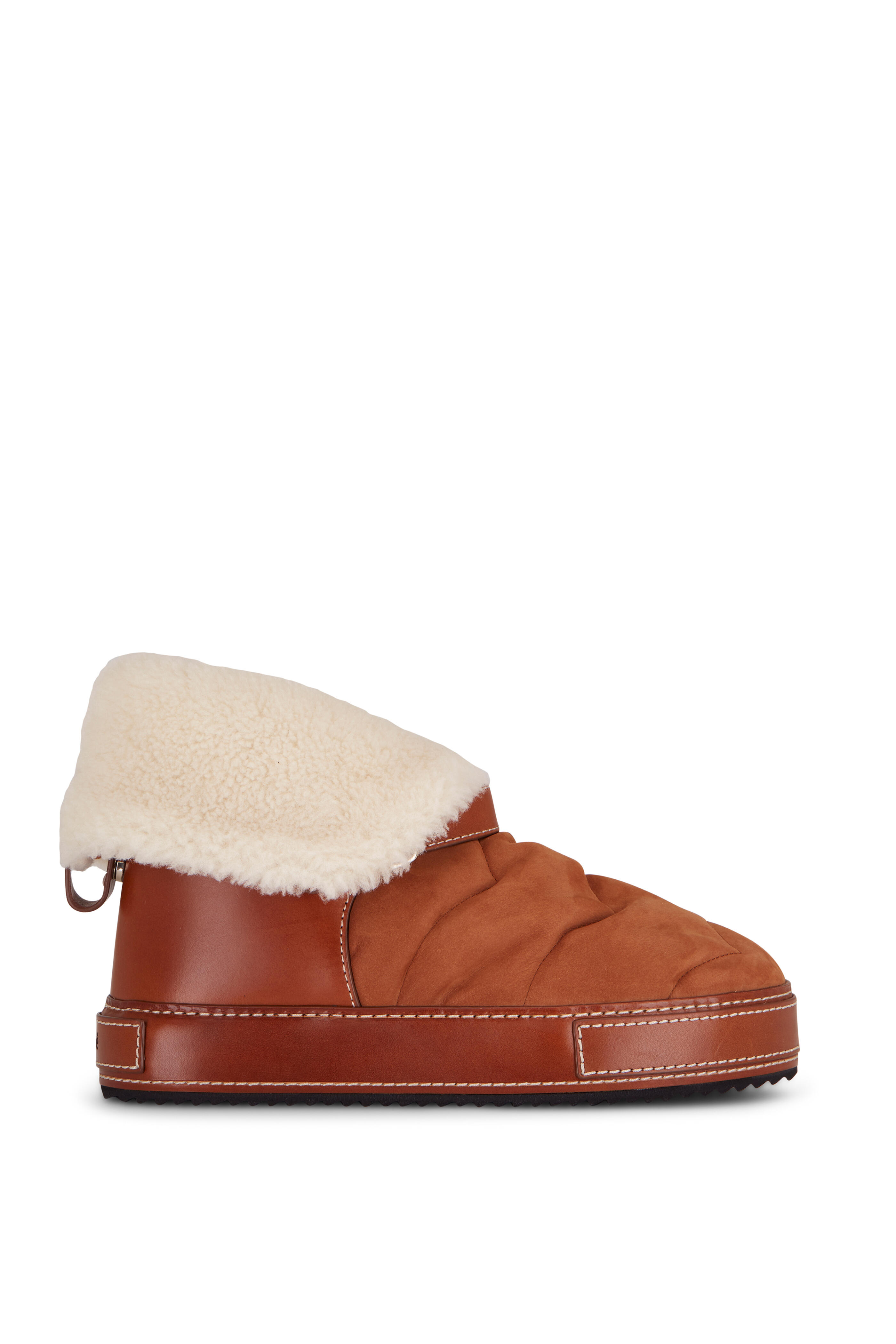 Chloé - Maxie Tan Suede Genuine Shearling Bootie