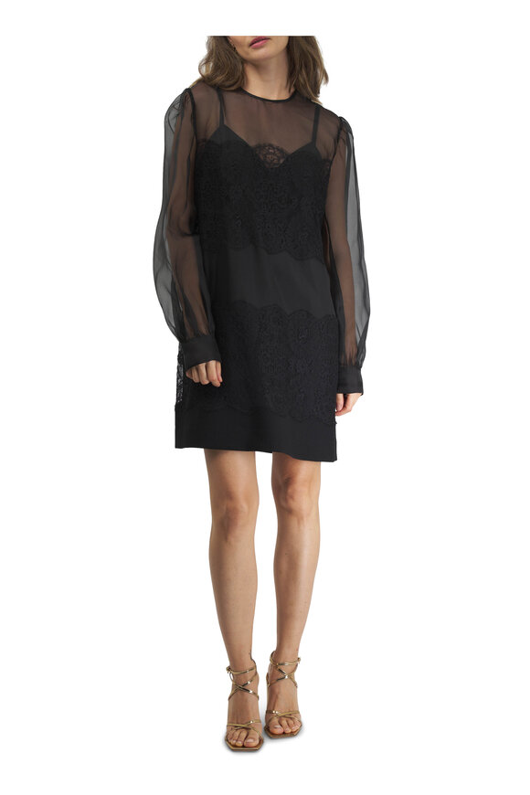 Dolce & Gabbana - Black Lace Crewneck Mini Dress