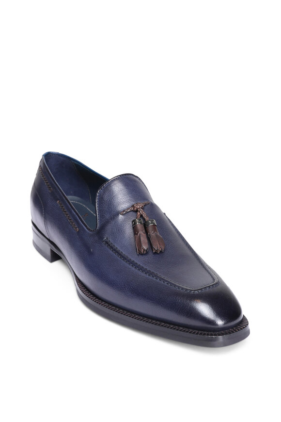 Di Bianco Vesuvio Buffalo Navy Tassel Dress Loafer