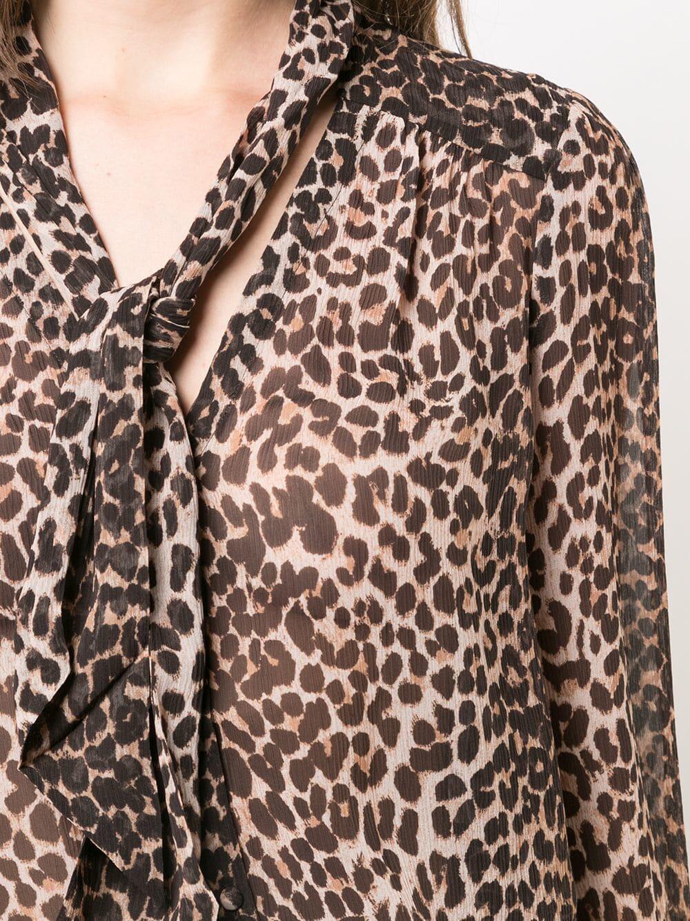 Paige - Cleobella Brown & Tan Silk Leopard Printed Blouse