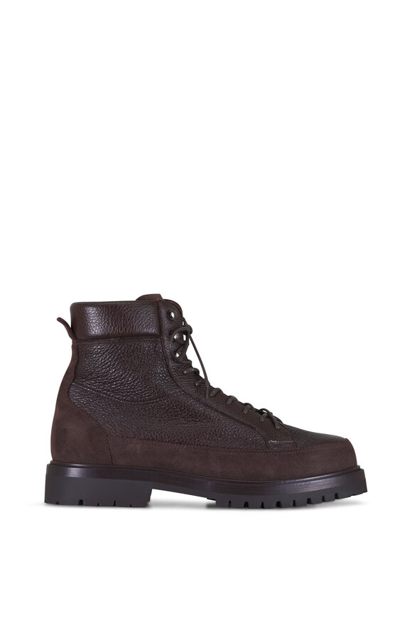Brunello Cucinelli Commander Dark Brown Deerskin Suede Boot - view 2