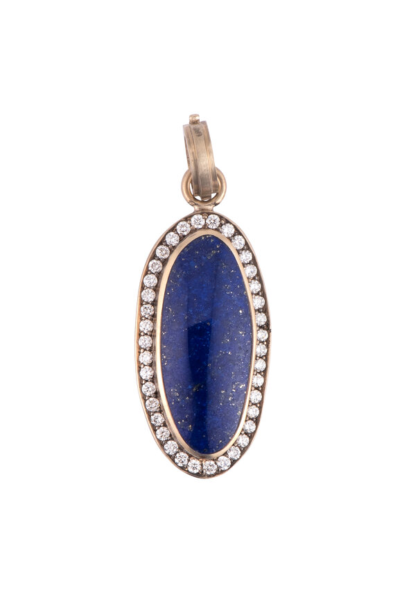 Sylva & Cie Vertical Oval Lapis Pendant - view 1