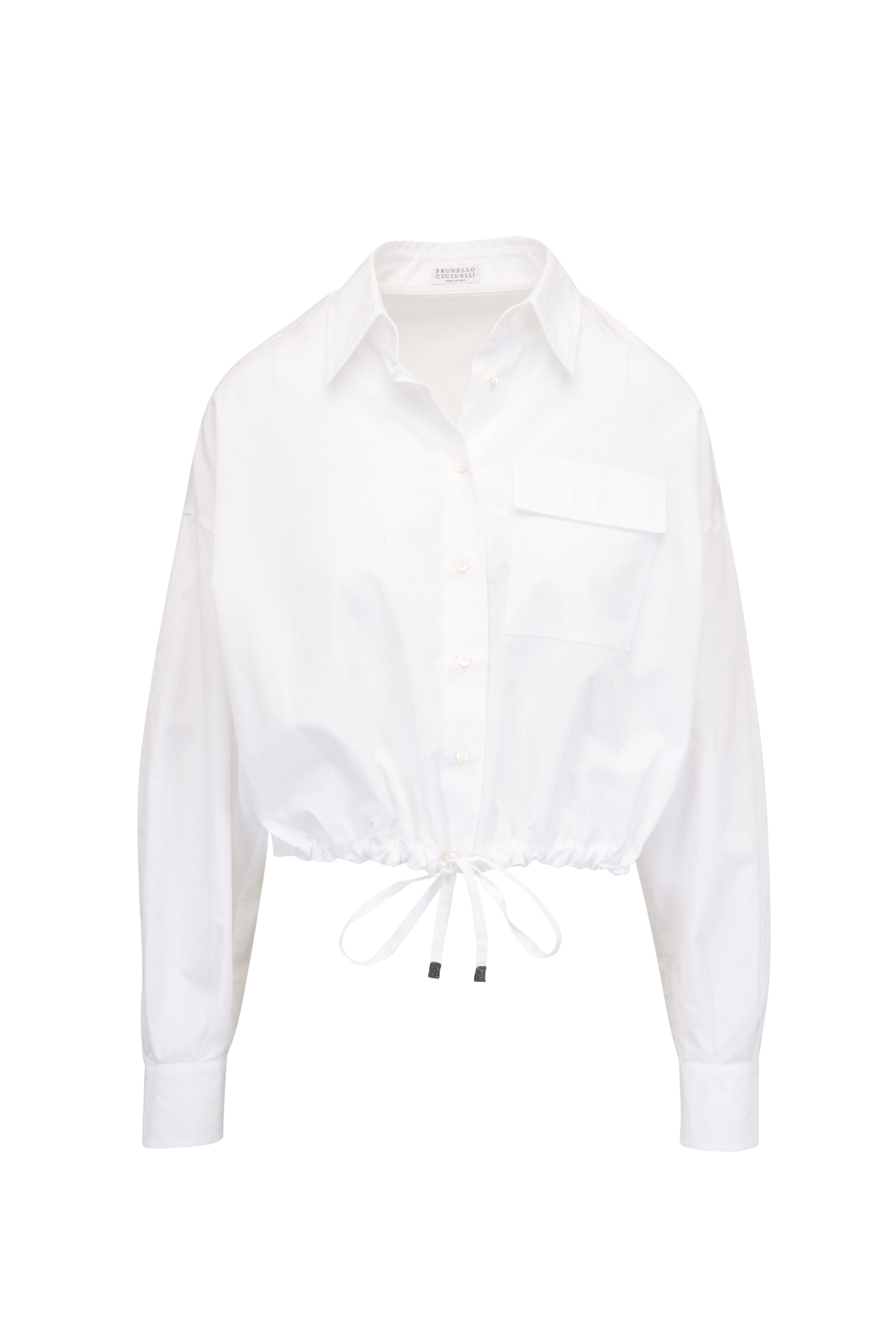 Brunello Cucinelli - White Cotton Poplin Cinched Waist Top