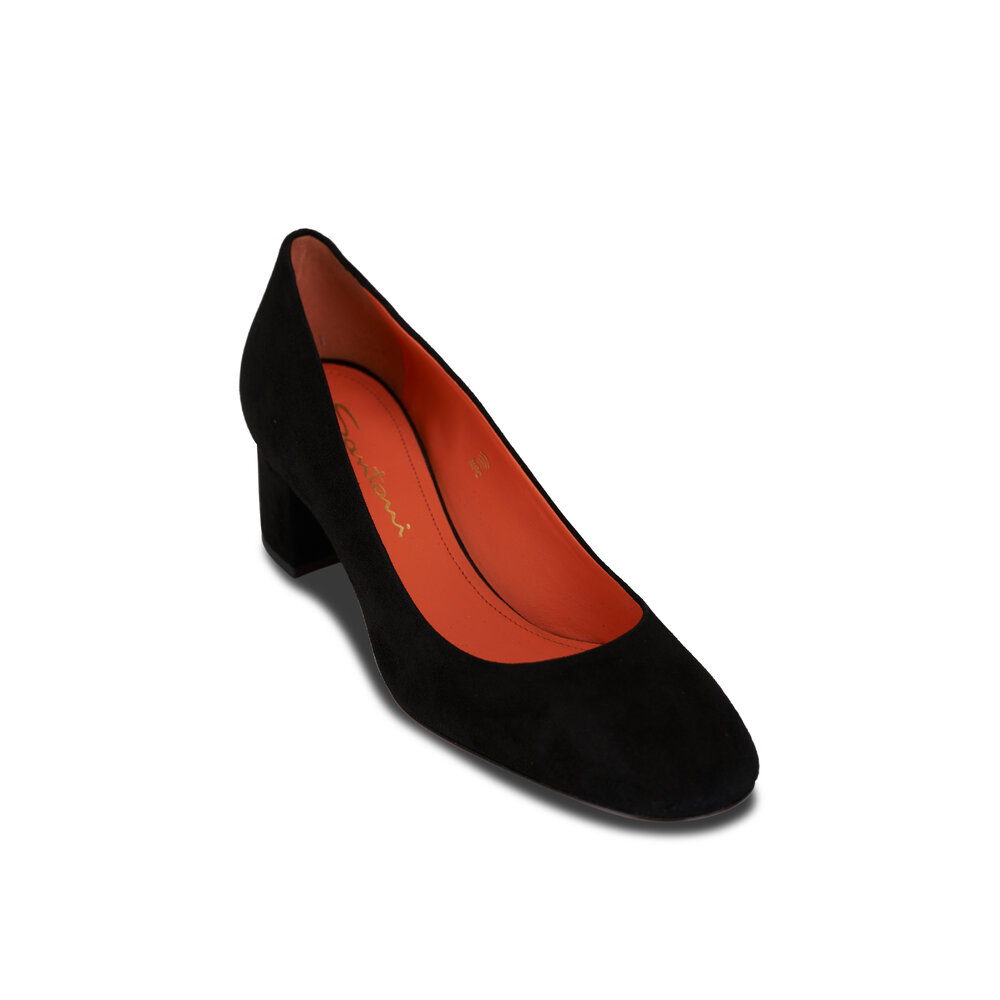 Santoni Fight Black Suede Pump 50mm Mitchell Stores