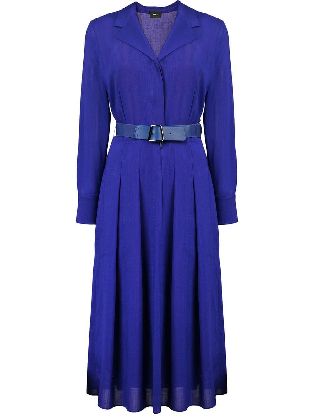 akris shirt dress Belted Long Sleeve Shirt Dress in Cotton Voile seashell / 10