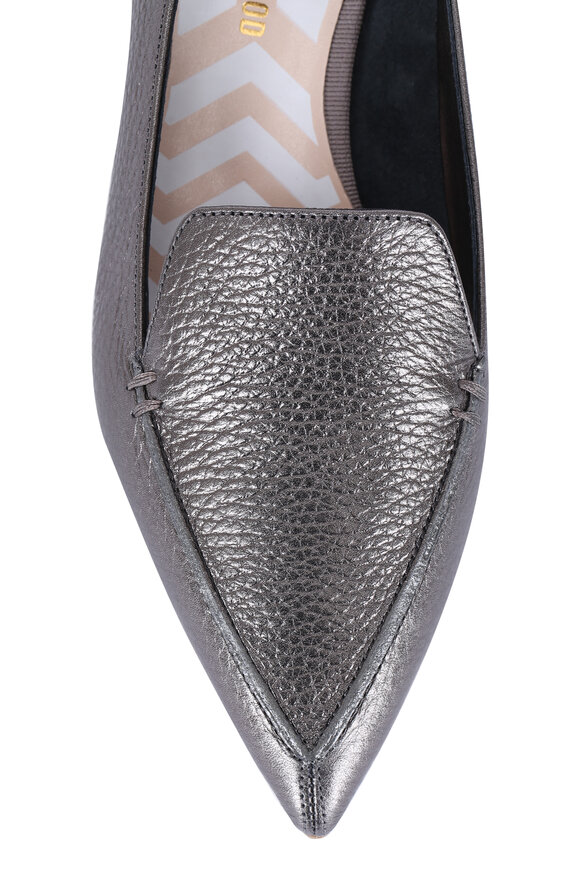 Nicholas Kirkwood - Beya Metallic Pewter Leather Pointed Flat