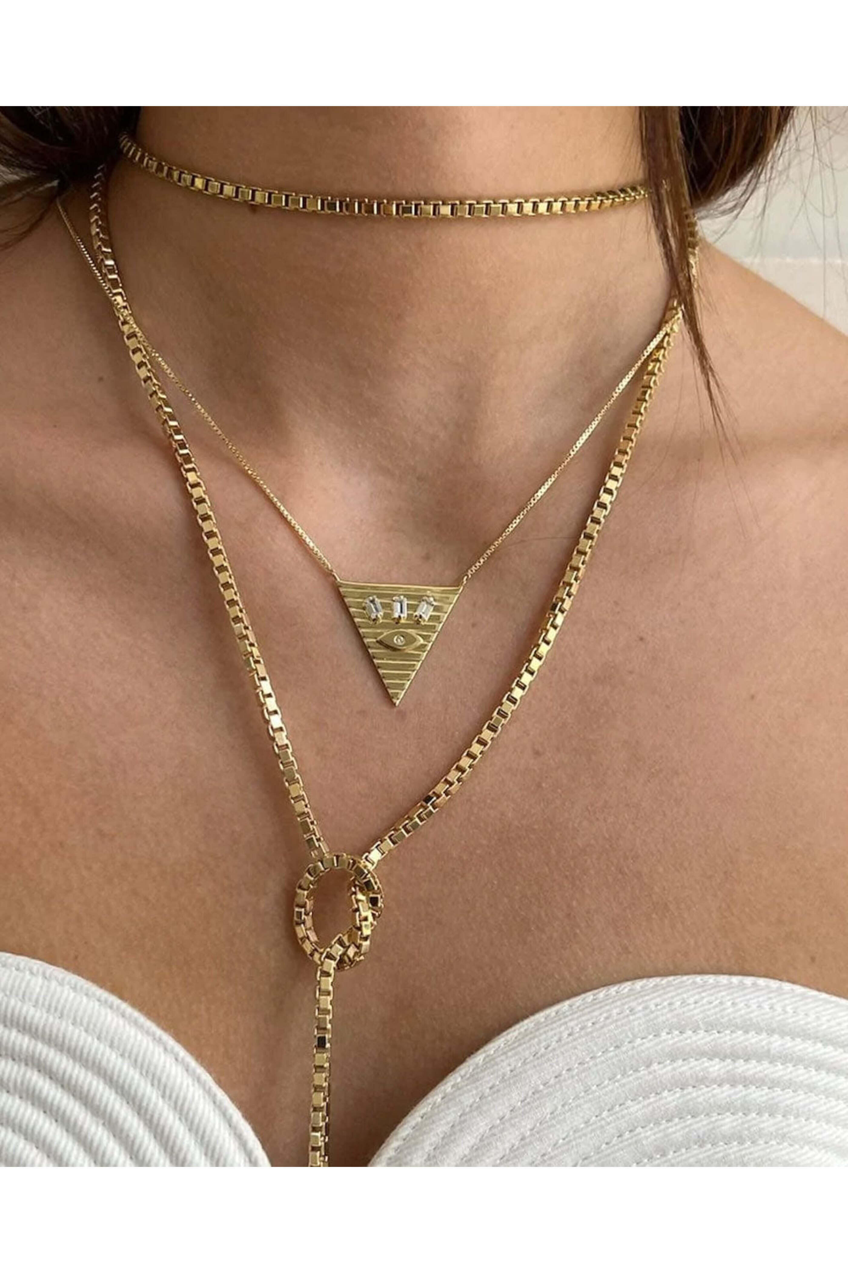 Jennifer Zeuner Jewelry - Gold Vermeil Annika Triangle Necklace