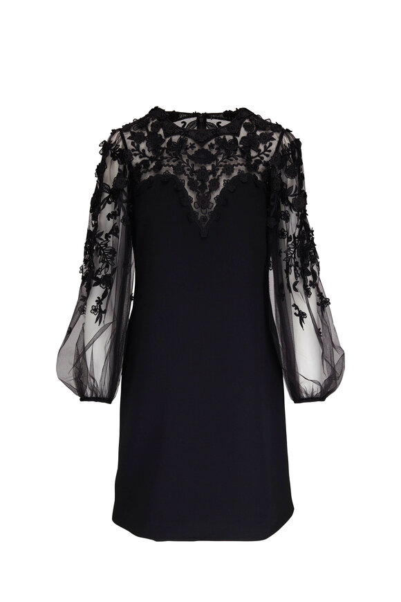 Carolina Herrera - Black Lace Applique Dress 