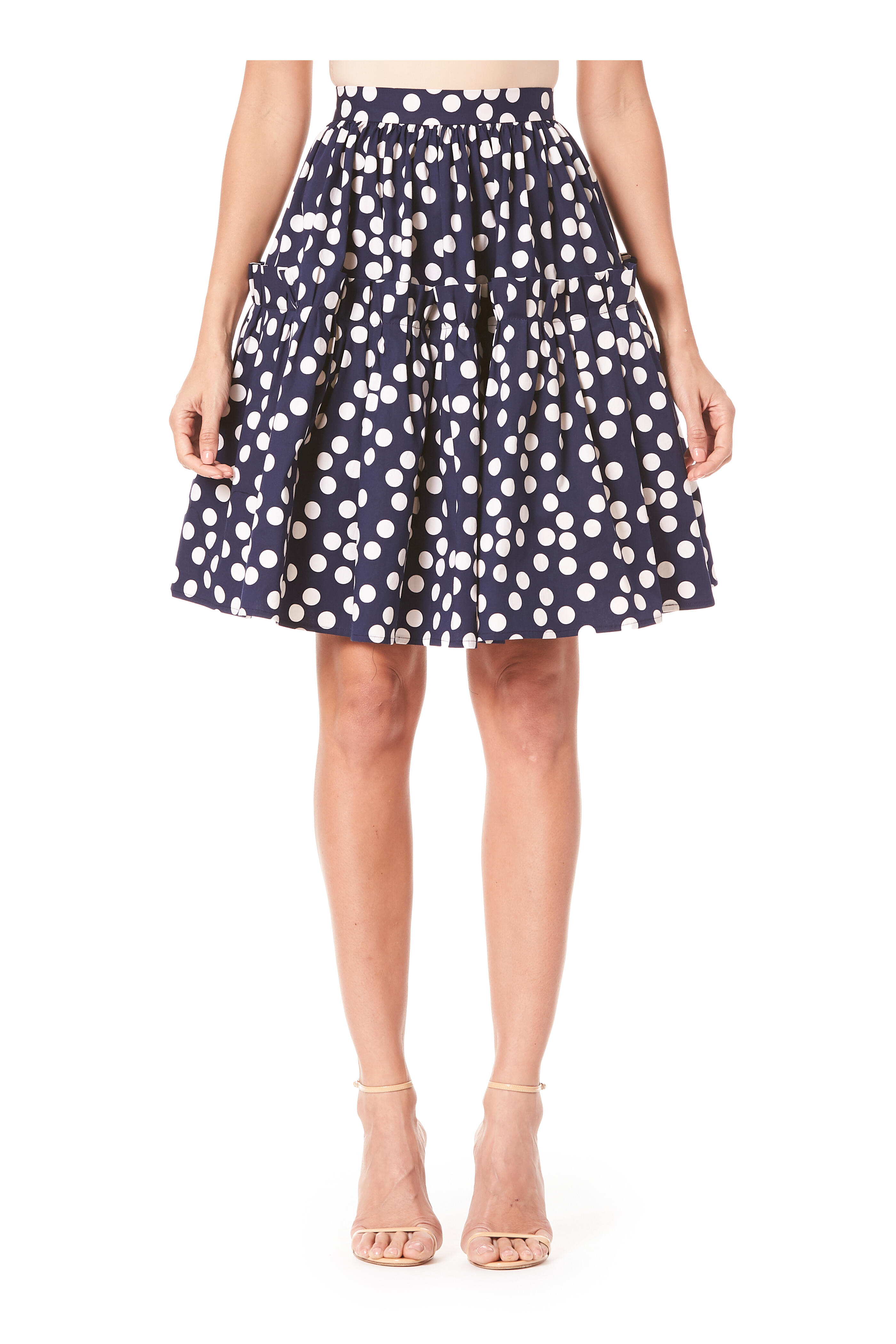 Carolina Herrera Black & White Silk Polka Dot Ruffle Dress