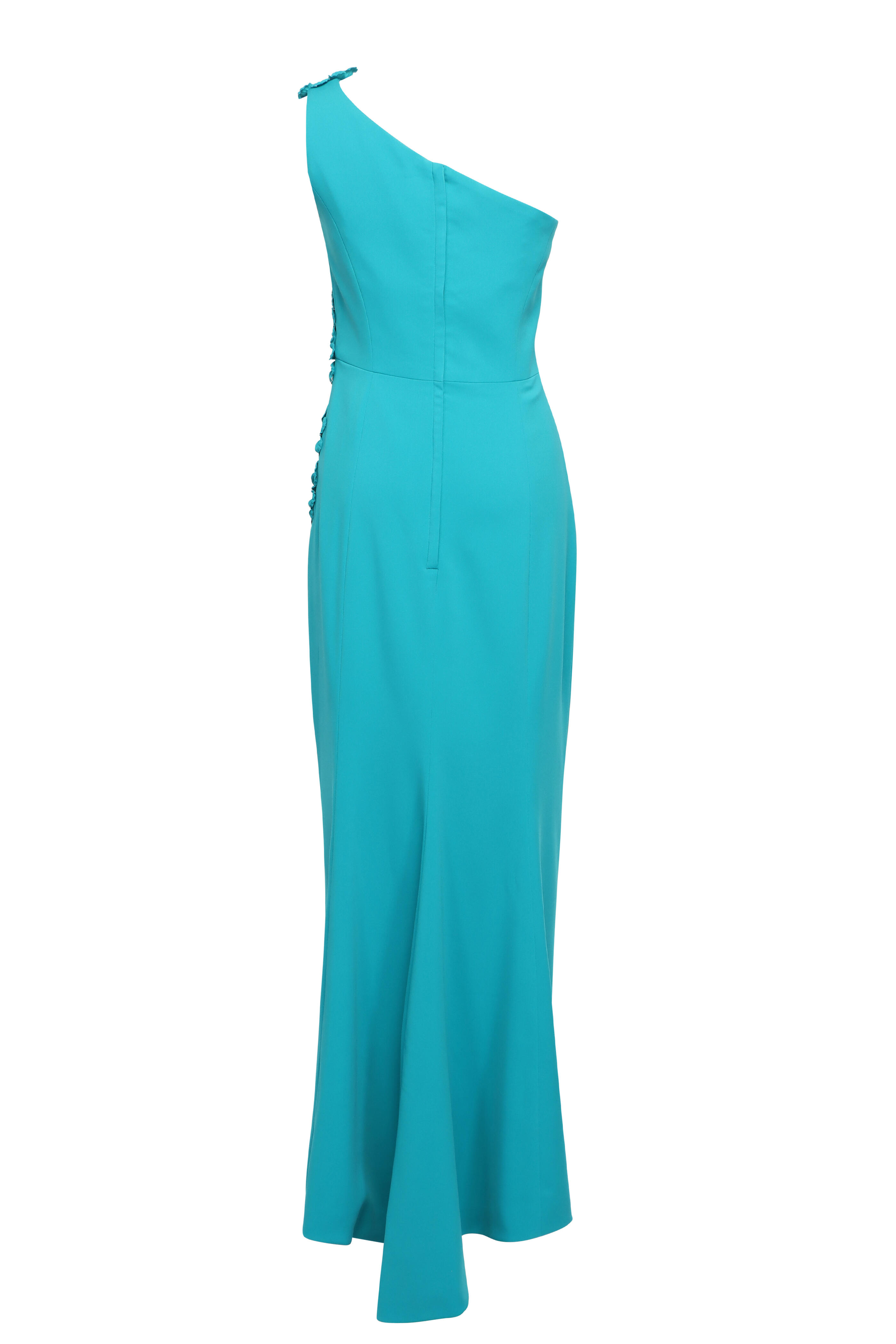Catherine Regehr - Rose Gem Aqua Single Shoulder Trumpet Gown