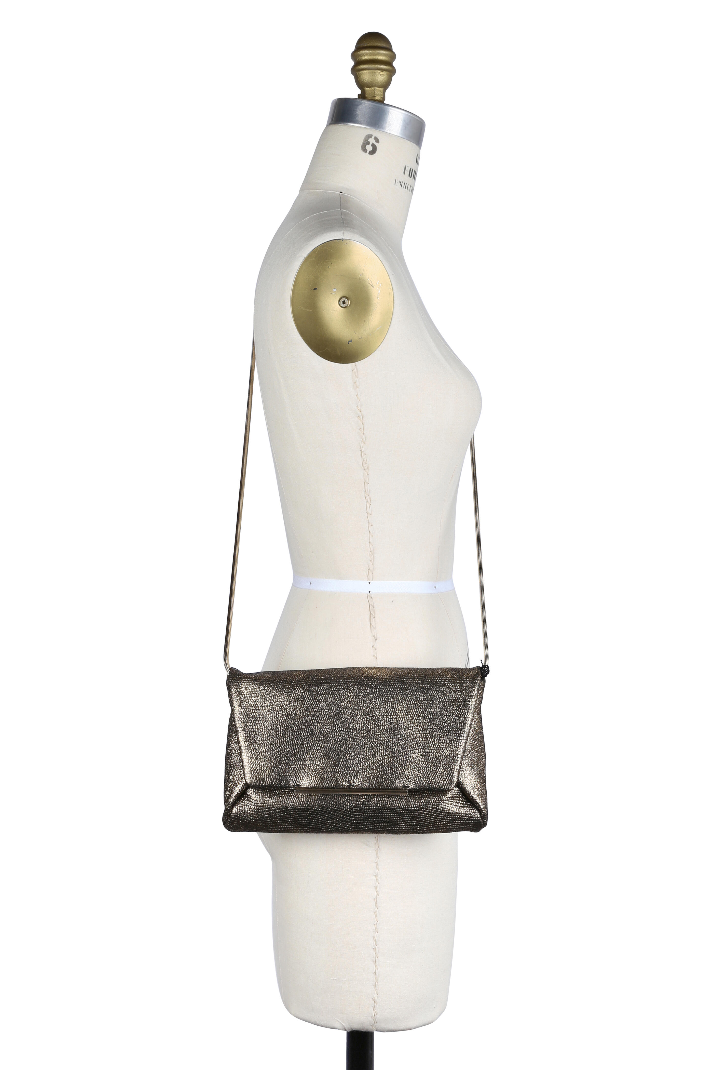 Lanvin - Mai Tai Gold Metallic Leather Envelope Clutch