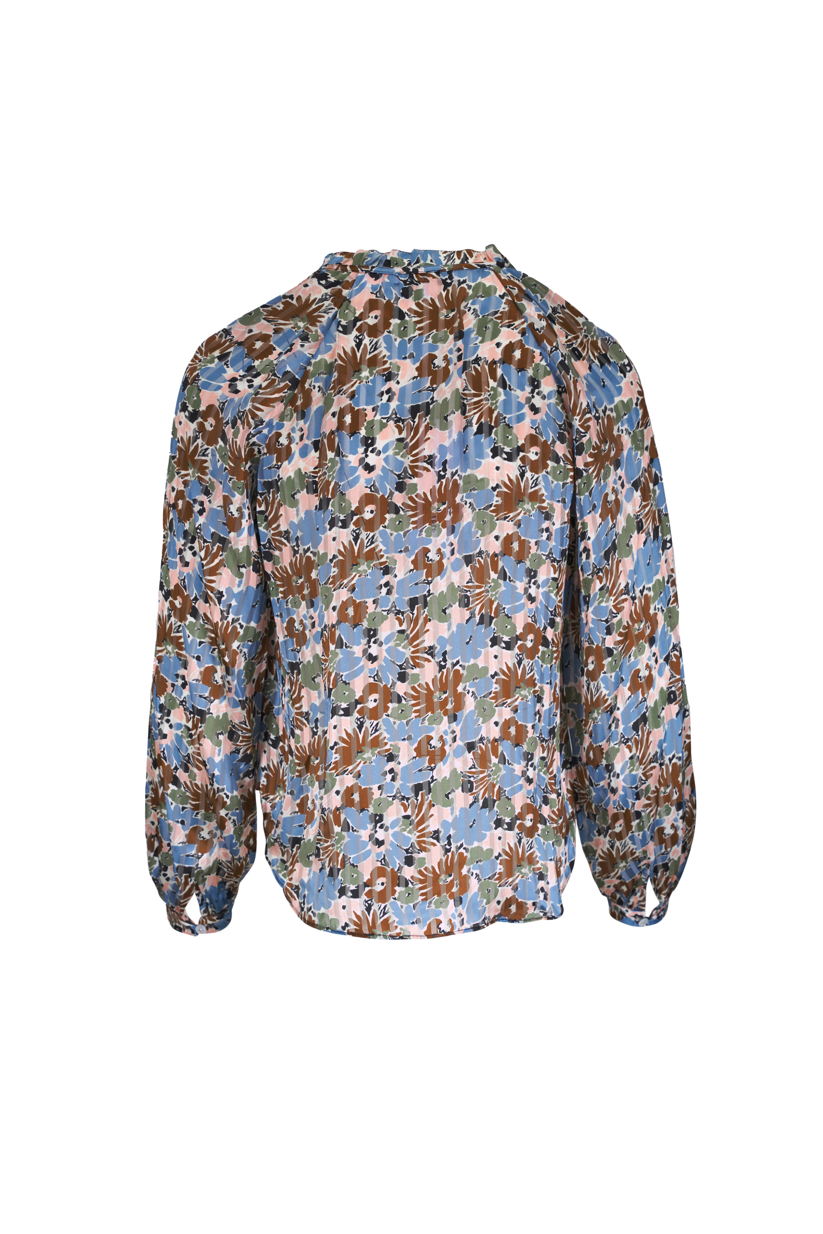 Veronica Beard - Linds Lake Mist Multi Floral Silk Top