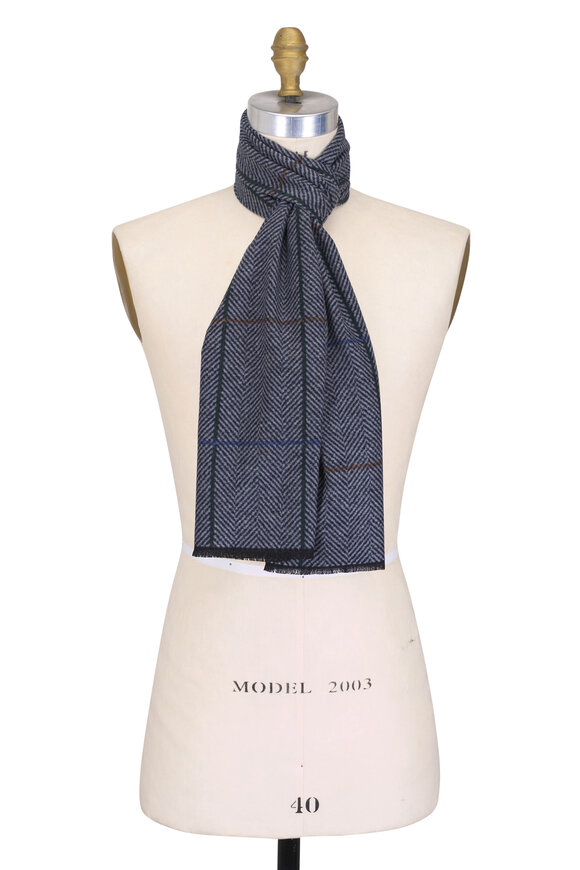 Chelsey Imports Navy & Hunter Green Geometric Silk Scarf