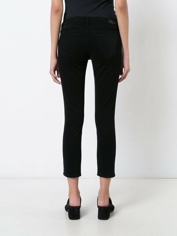 AG - Stilt Black Sateen Cropped Cigarette Jean