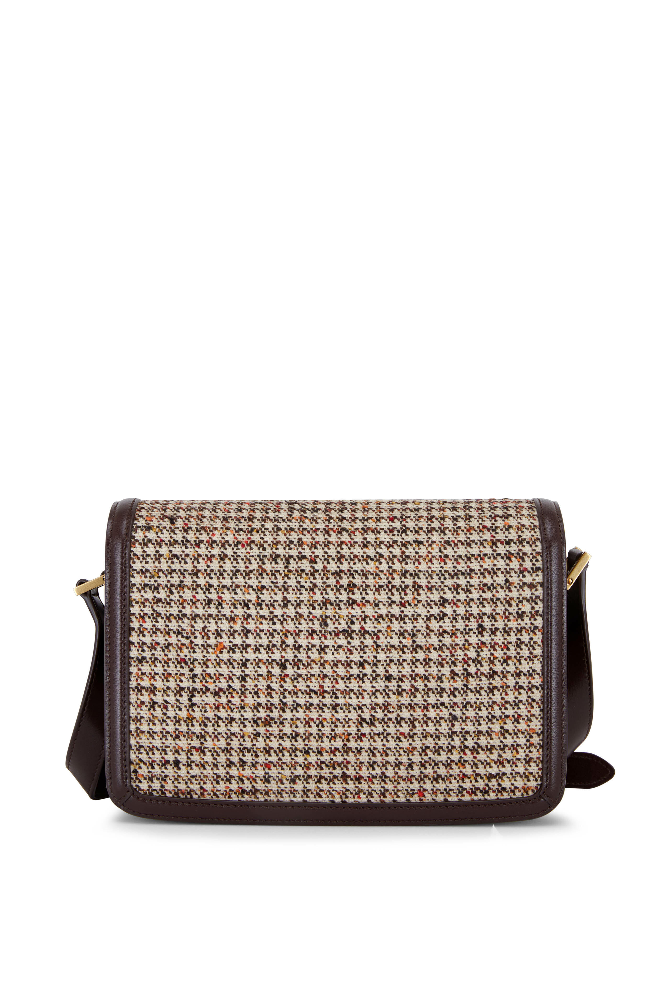 Saint Laurent - Lock Brown & Beige Tweed Shoulder Bag