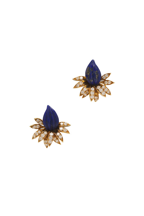 Estate Jewelry Diamond & Lapis Earrings