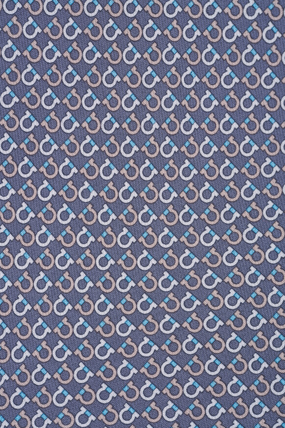 Ferragamo Gray Gancini Print Silk Necktie - view 2