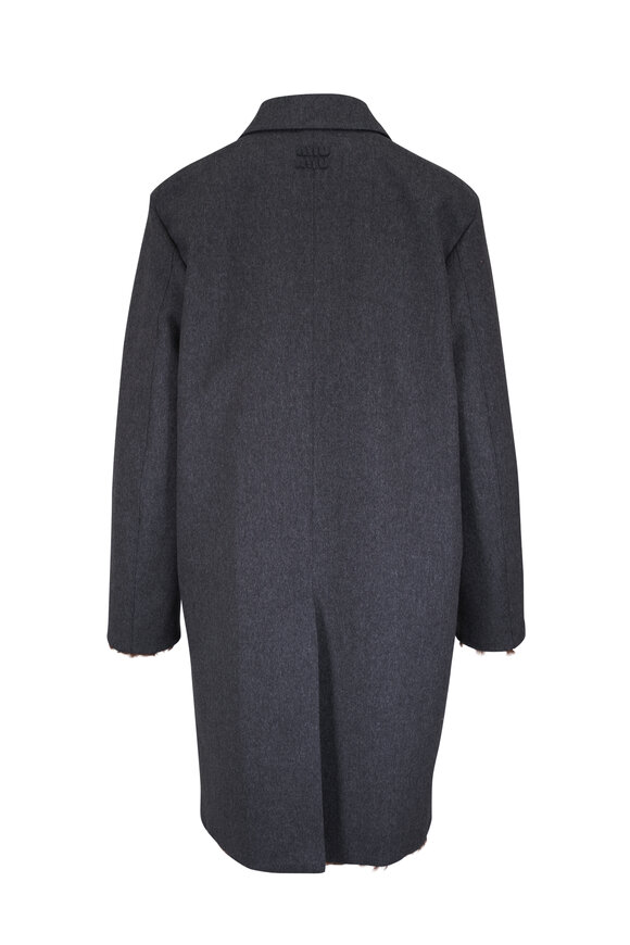 Miu Miu Anthracite & Brown Reversible Wool Coat - view 4