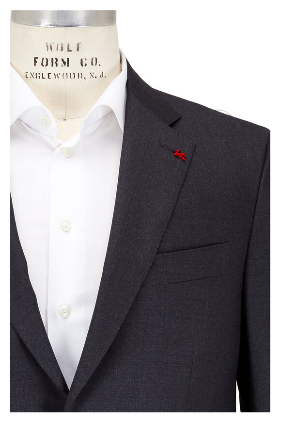 Isaia Aquaspider Charcoal Gray Performance Wool Suit