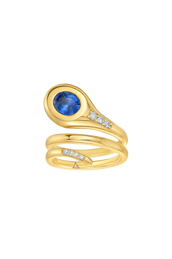 Ruchi 18k Yellow Gold Blue Sapphire Esme Wrap Ring