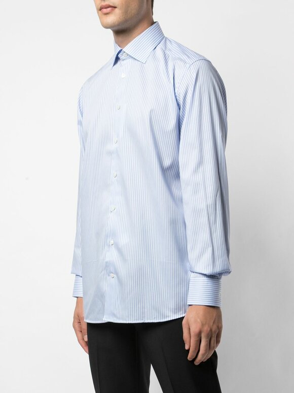 Eton - Light Blue Striped Contemporary Fit Sport Shirt