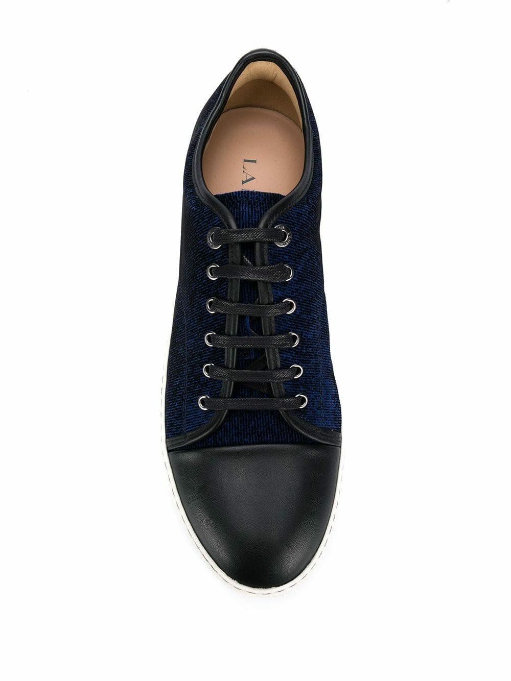 Lanvin - Royal Blue Flocked Leather Cap-Toe Sneaker
