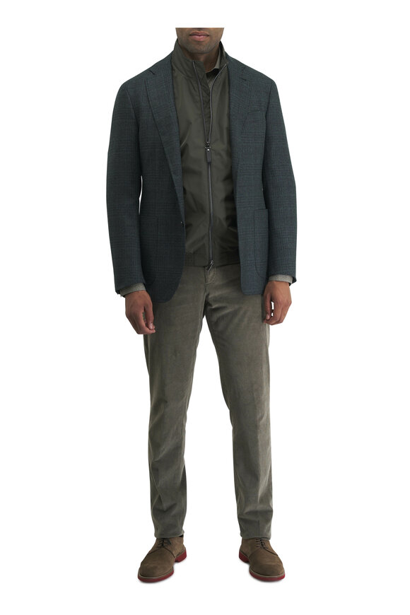 Canali - Kei Olive & Navy Glenplaid Wool & Silk Sportcoat