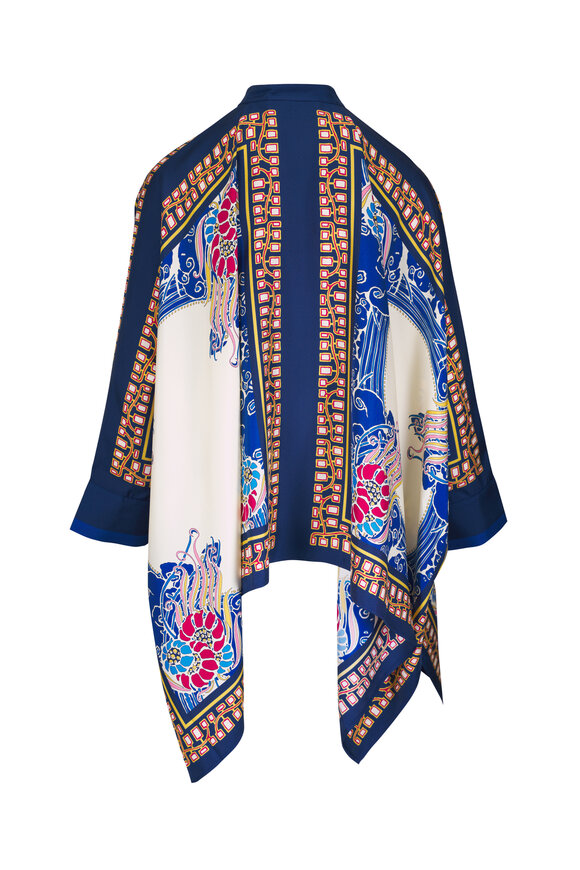 La DoubleJ Foulard Lemuria Placée Blue Silk Twill Blouse - view 3