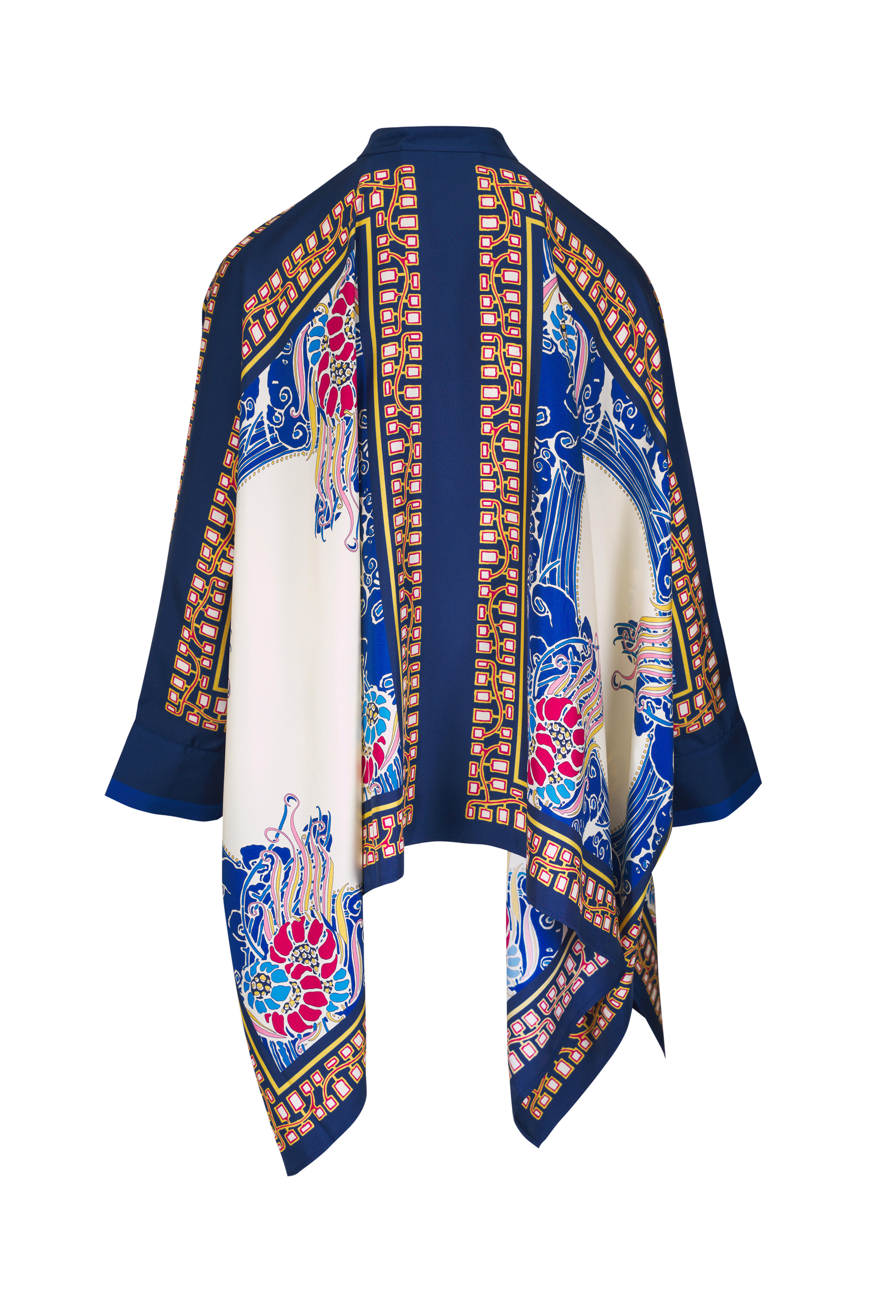 La DoubleJ - Foulard Lemuria Placée Blue Silk Twill Blouse