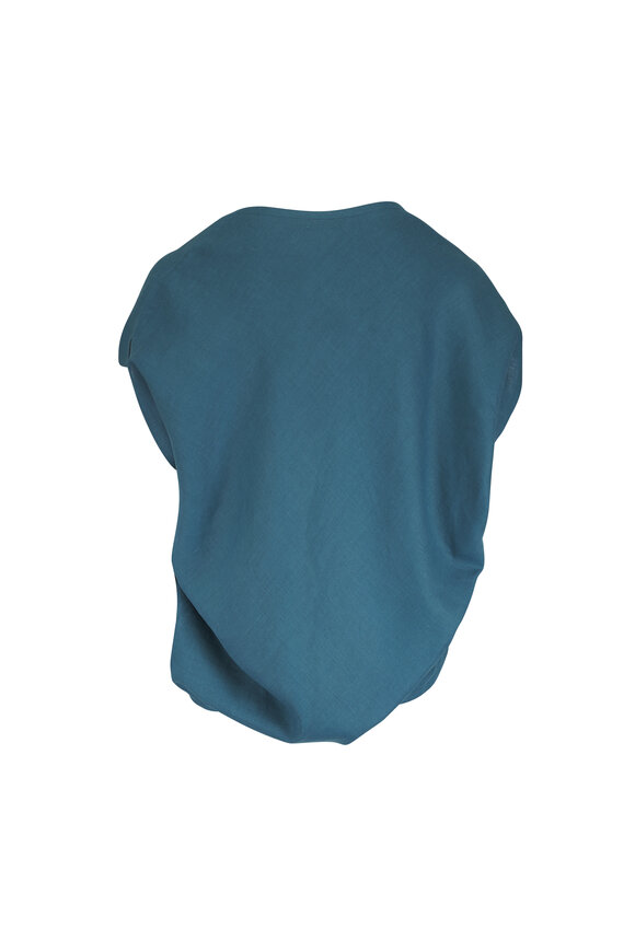 Loro Piana Gaia Turquoise Solaire Asymmetrical Blouse - view 2