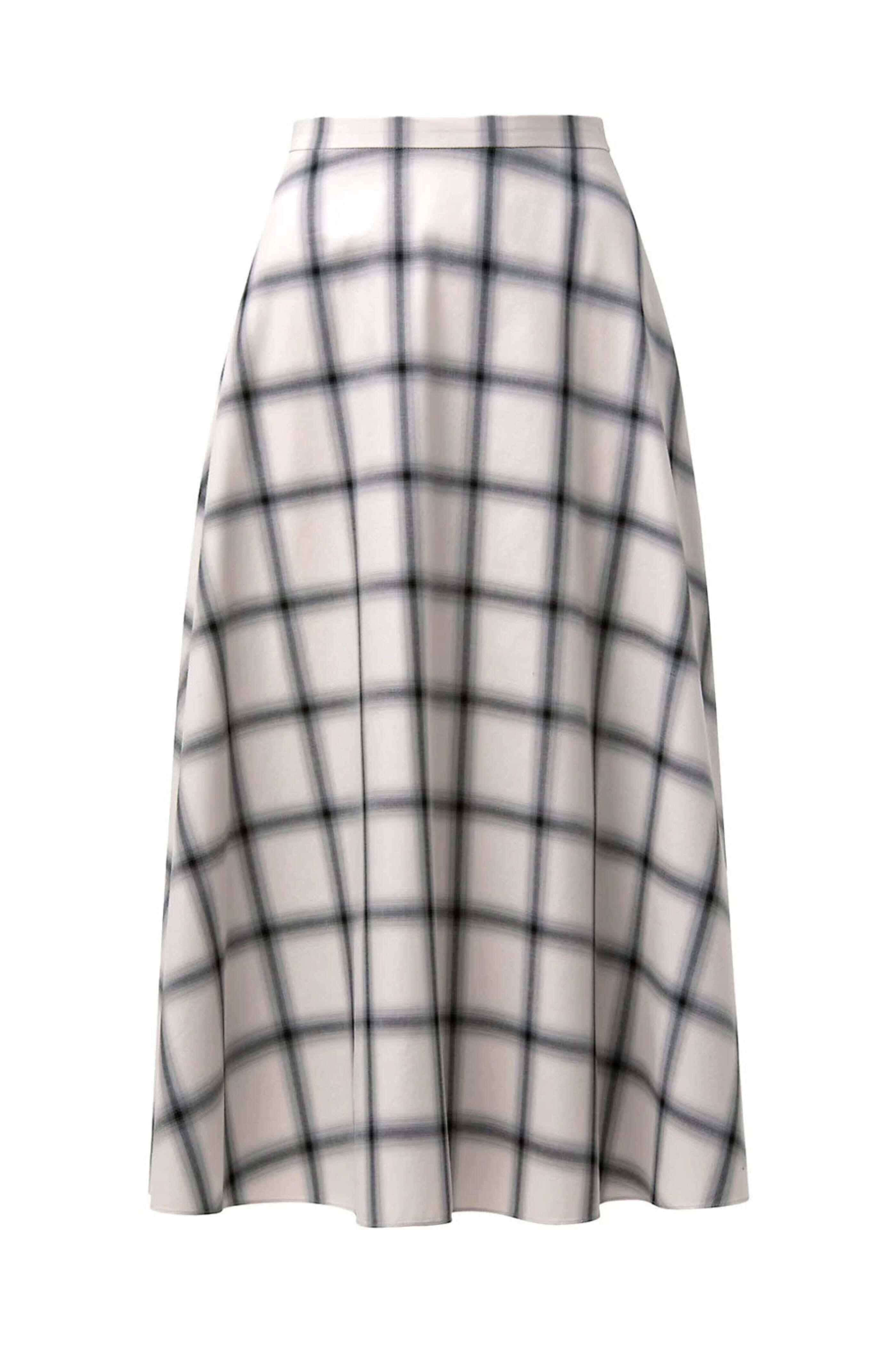 Akris Punto - Black Chalk Tartan Check Shelly Midi Skirt