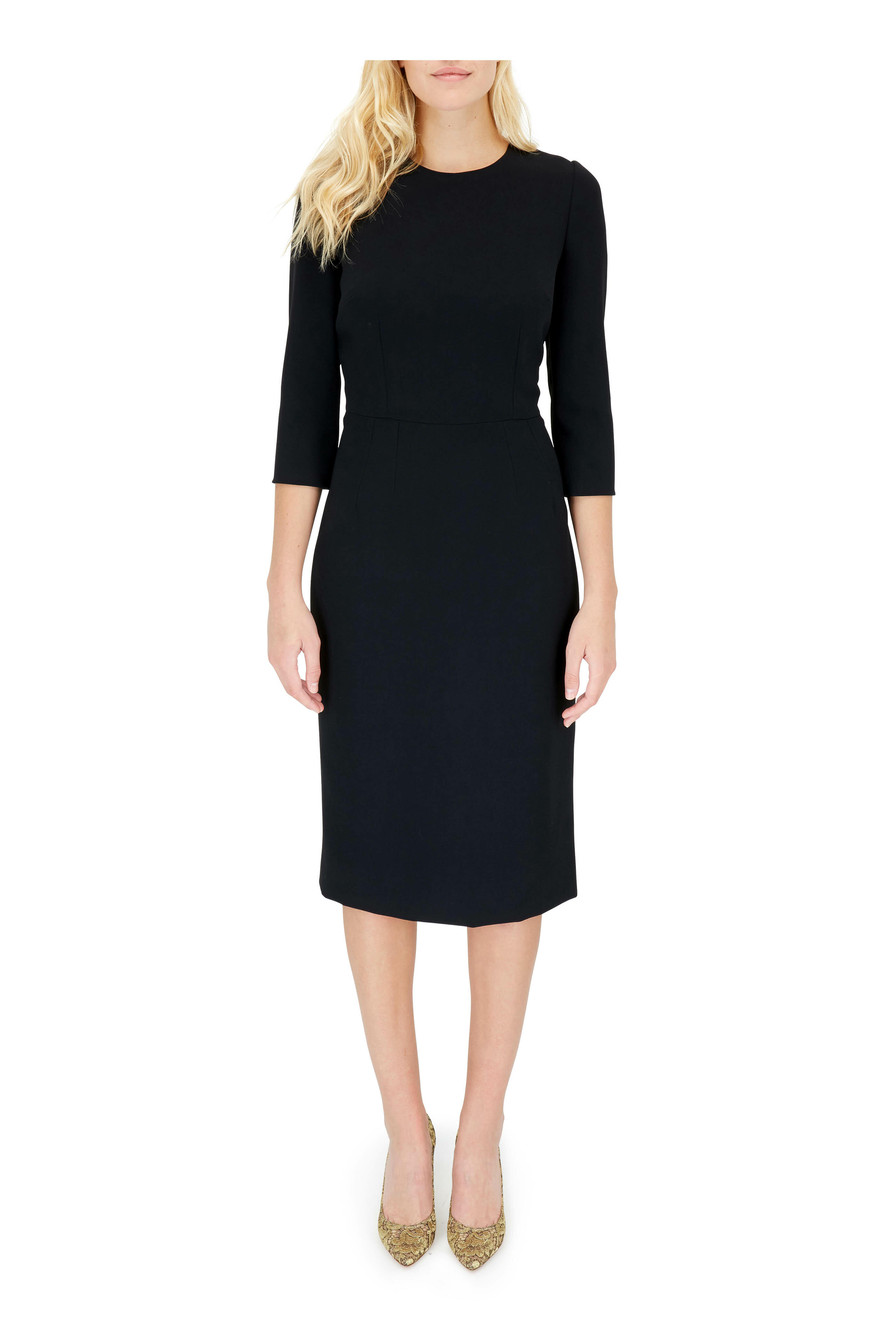 Dolce & Gabbana - Black Three-Quarter Sleeve Dress