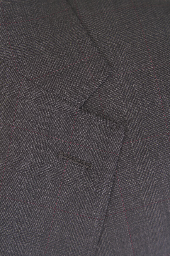 Canali Gray Subtle Plaid Wool Suit - view 3