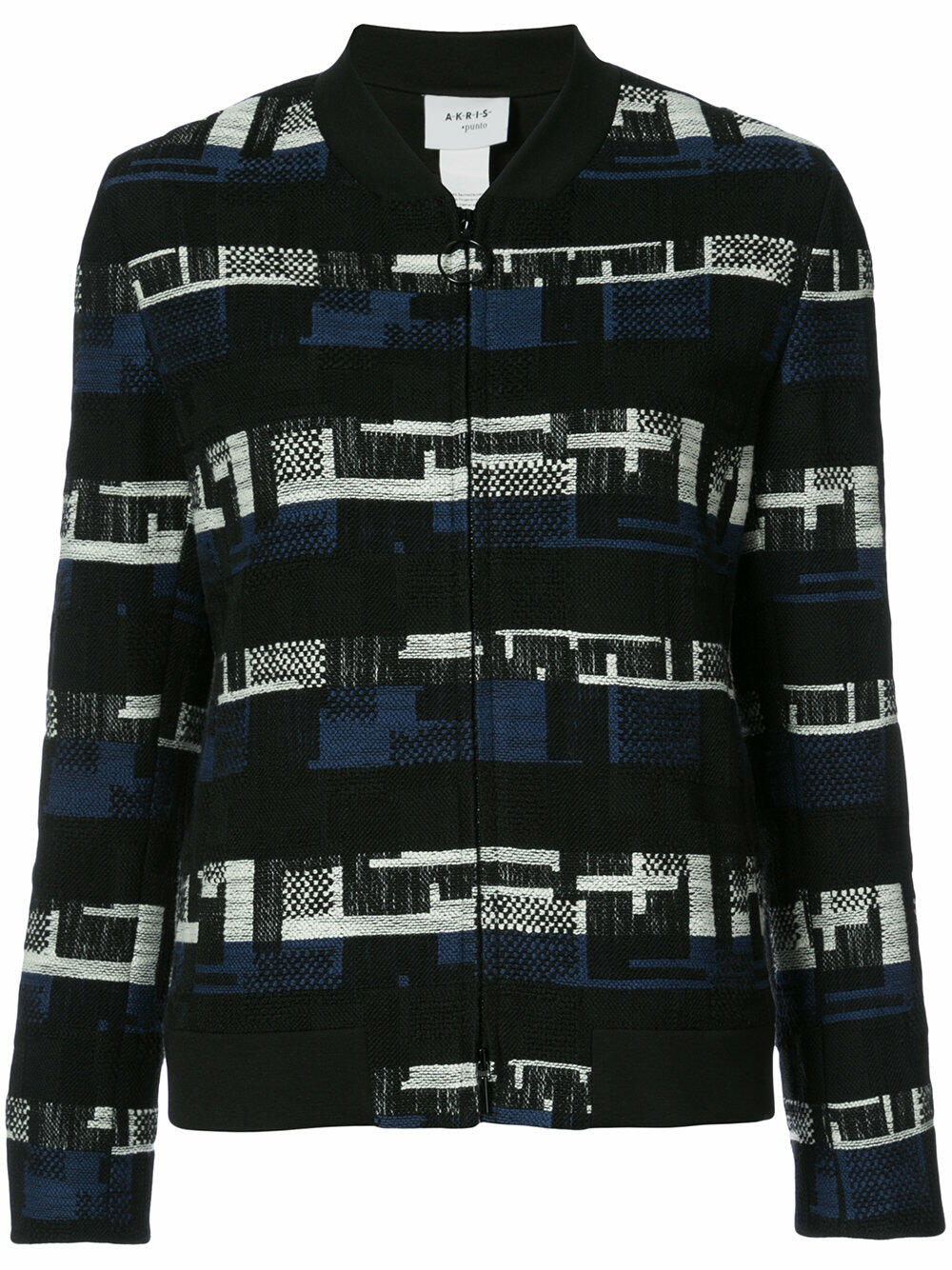 Akris Punto - Denim Blue Modern Tweed Zip Front Jacket