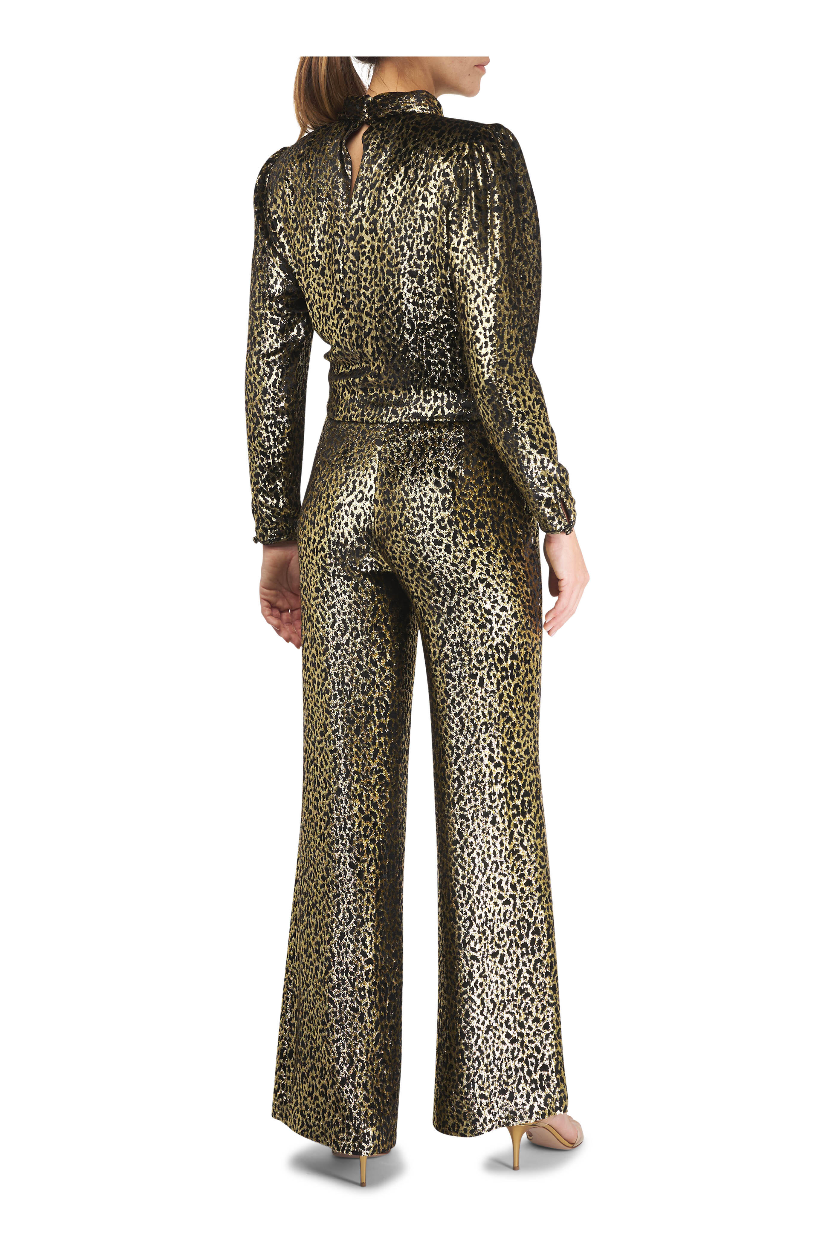 Libertine - Vreeland Gold Animal Print Side Tie Blouse