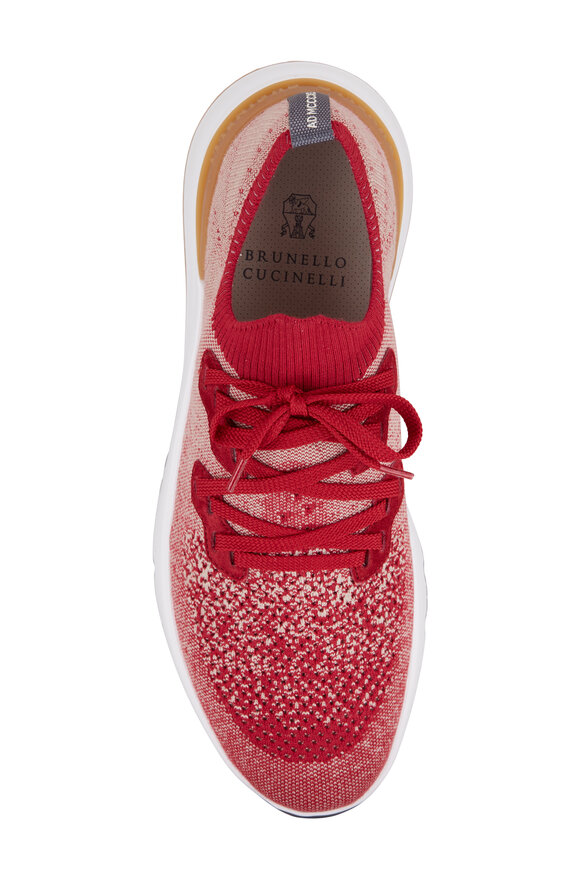 Brunello Cucinelli - Red Cotton Knit Sneaker